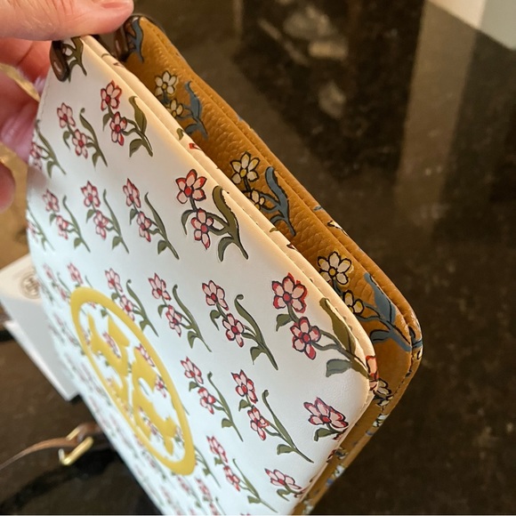 New Tory Burch Perry Bombé Printed Double-Zip Mini Bag, Floral Crossbody Purse - Picture 9 of 16